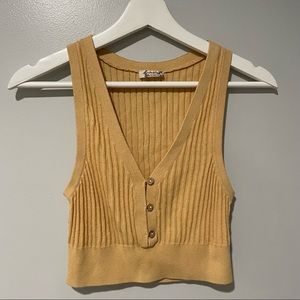 Free People Saturday Morning Cropped Tank Yellow XS
